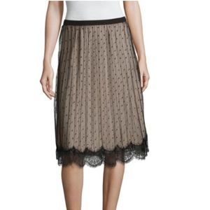 NWT Worthington Polka Dot Lace Pleated Skirt size 6 midi classic elegant
